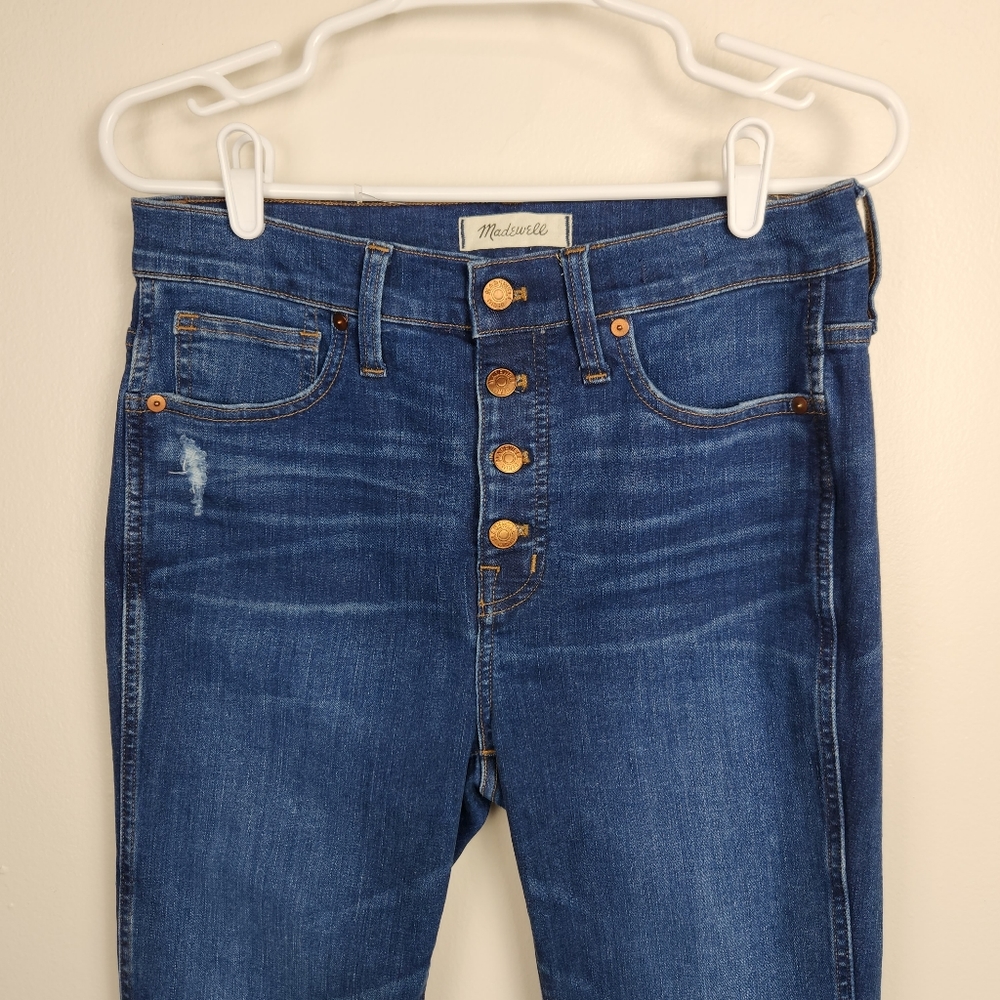 Madewell 10" High-Rise Skinny Jeans In Hannah Wash Button Fly Blue Denim Size 28 - Picture 4 of 15